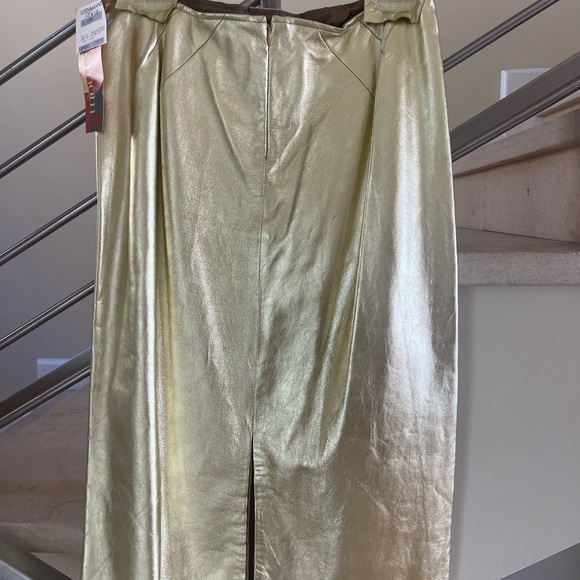 VINTAGE JILL STUART GOLD METALIC SKIRT - Picture 6 of 14
